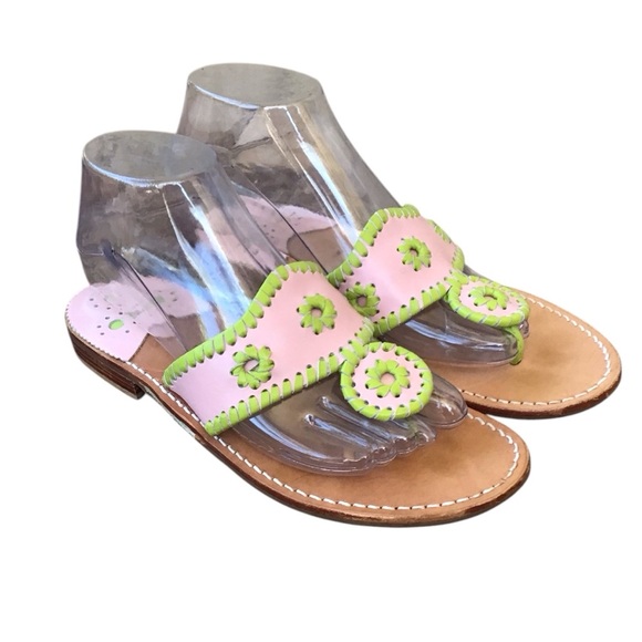 Jack Roger’s Pink Green Leather Sandals - Picture 3 of 13